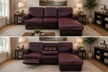 Brown leather sectional couch 🚚 free delivery 🚚