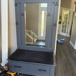 Entry Bench Mirror Cabinet 