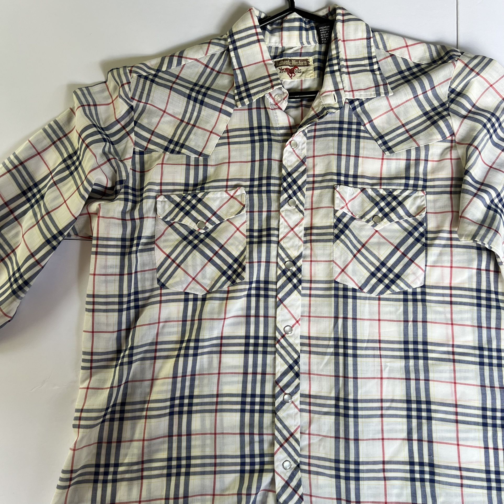 VINTAGE AUTHENTIC WESTERN YOUNGBLOODS COWBOY RANCHWEAR SHIRT PEARL SNAP DK PLAID