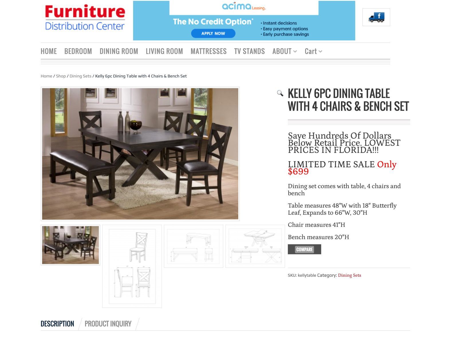 Dinning Table With 4 Chairs 