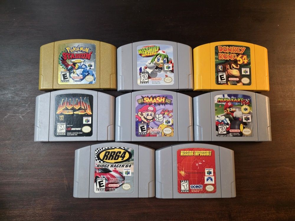 Nintendo 64 N64 Video Games Pokemon, Mischief Makers, Donkey Kong, Doom, etc.