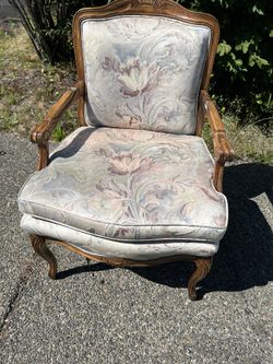Antique 1930's French Louis XV Style fruitwood and Tapestry Chair, Sitting Room Chair