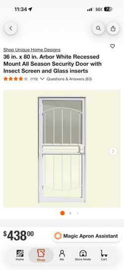 Unique Home Designs 36x80 White Security Door