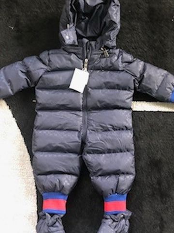 Designer Toddler Onesie Puff Coat Jacket Navy Snow 6 Months Enfant New Born
