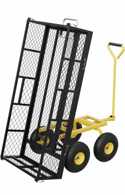 Heavy-Duty Steel Mesh Garden Utility Cart