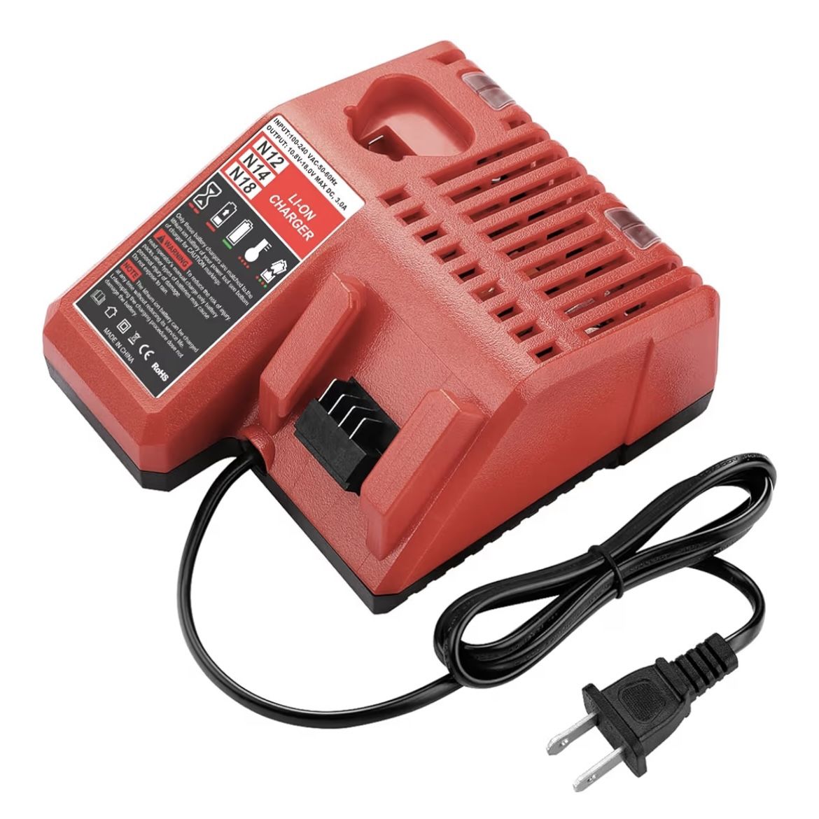 M18 & M12 Battery Charger for Milwaukee 48-59-1812 12V 18V Lithium-ion Battery Replacement Rapid Charger, 48-11-2420, 48-11-1815, 48-11-1840, 48-11-18