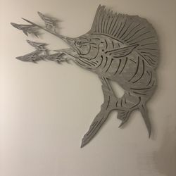 marlin metal sculpture