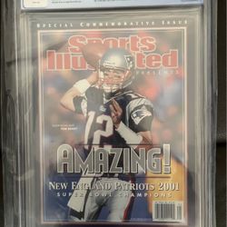 Tom Brady Sports Illustrated Magazines Graded a 9.2 & 8.5 