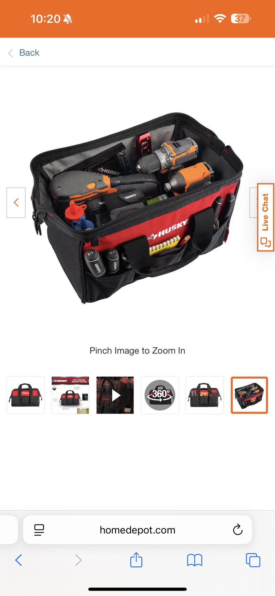 Red Husky 15” Zippered 5 Pocket Tool Bag