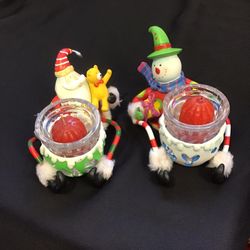 Vintage  Home Interiors  Santa and  Snowman  Candles  Holders