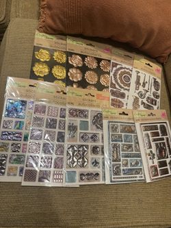 NIP mixed lot 9 pkgs Crafters Square assorted Themes scrapbook puffy Stickers total 128