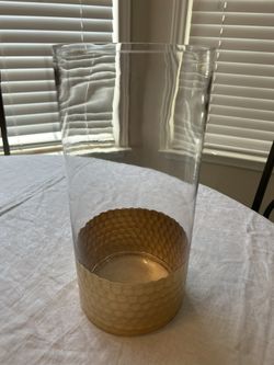 Honeycomb Gold And clear Glass Vase