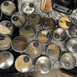 20 Stainless Steel & Magnetic Spice Tins