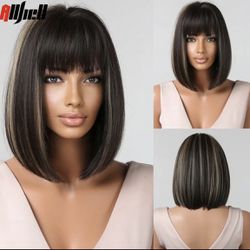 Darkest Brown With Highlights Synthetic Wig