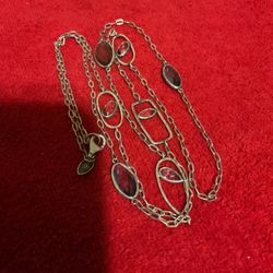 32” Vintage Sterling Silver 925 Solid Necklace With Multi Colored Stones