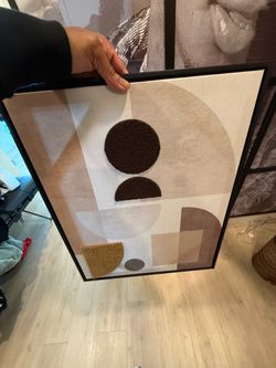 Modern Textured Geometric Wall Art – Framed
