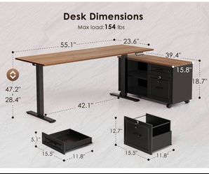 Electric L-Shaped Standing Desk | 55” $165