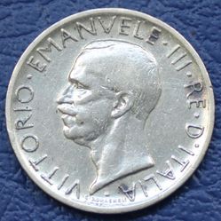 Italy King Vittorio Enmanuele 5 Lire Silver Coin