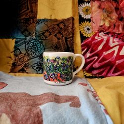 Vintage Chaleur Van Gogh Irises Demitasse Cup - D. Burrows Masters Collection Mini Espresso Mug