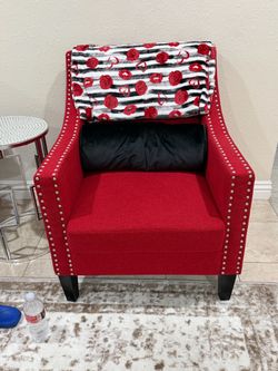 Red Accent Chair – Silver Nailhead Trim