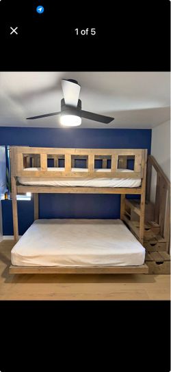 Solid Wood Bunk Bed with Staircase