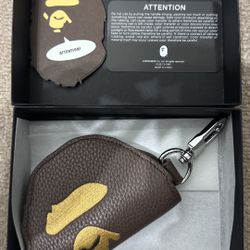 Brand New In Box - A Bathing Ape Ape Head Key Case Brown 1l70-190-003