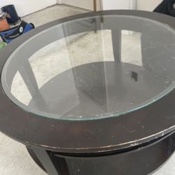 Round Wooden Table with Glass Center – Originally $150