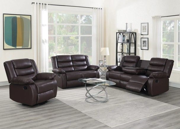 3PC Brown Bonded Leather Couch Sofa Recliner, Loveseat Recliner, Recliner Chair