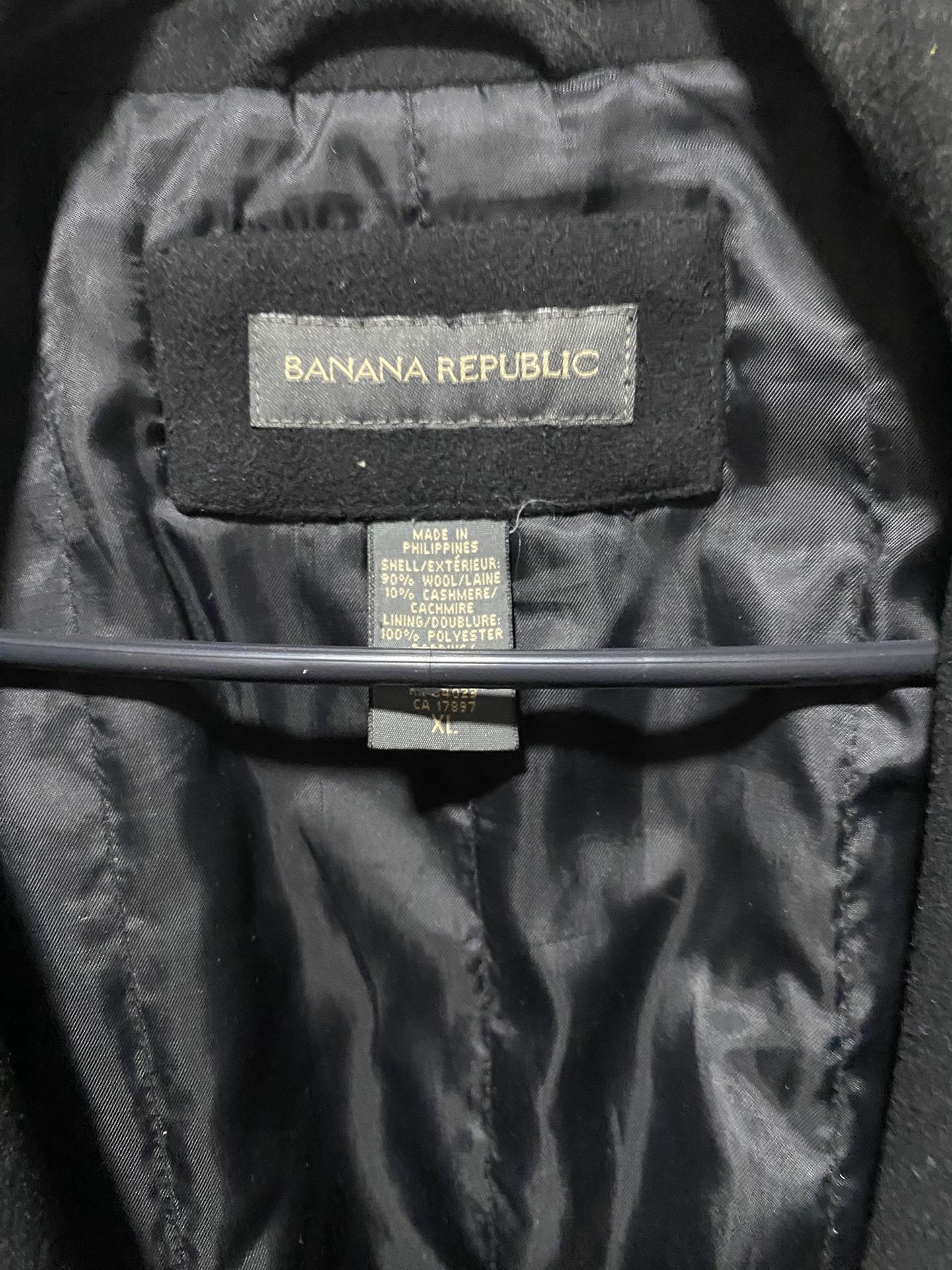 Black Peacoat Jacket From Banana Republic XL