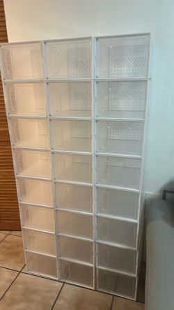 24 Clear Stackable Shoe Storage Boxes