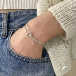 Silver Knot Bracelet Hollow Design Romantic Gift