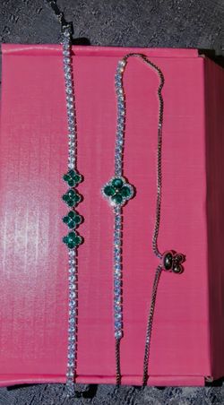 Beautiful No Tarnish CZ stones 2 piece Bracelet