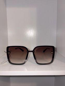 NEW Oversized Black w/ Brown Lens and Gold accents