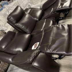New Leather Power Recliner Couch 