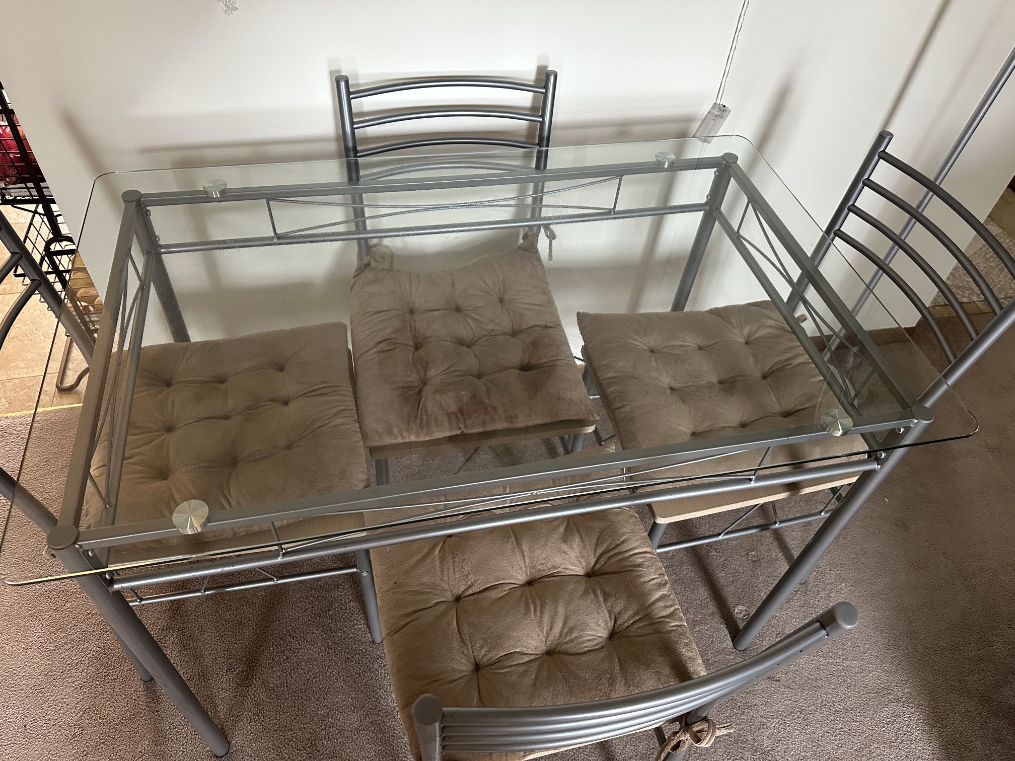 Fancy Glass Dining Table + 4 Chairs