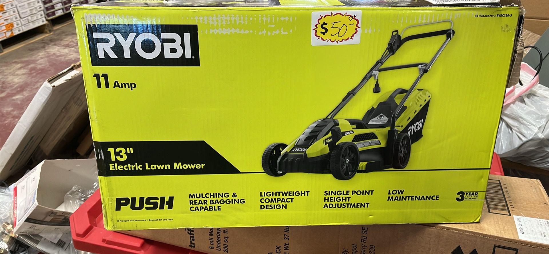 RYOBI 13 in. 11 Amp Corded Electric Walk Behind Push Lawn Mower