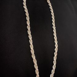 7.5mm 9.25 Silver Rope Chain 22inches 
