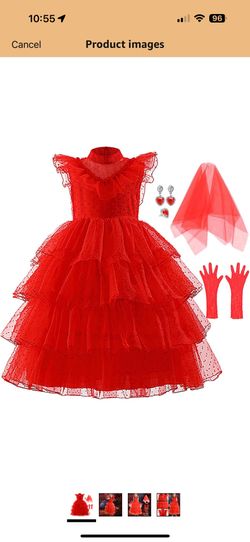 Girls Red Layered Tulle Party Dress (Age 5-6 )