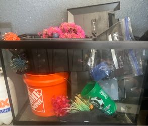 Fish Tank With Accessories 24” L 16” H 11” W