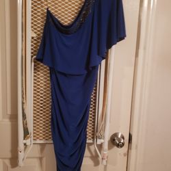 Blue Off The Shoulder Party Dress