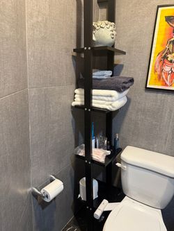 Bathroom Shelf Ladder (dark brown, 4 tier)