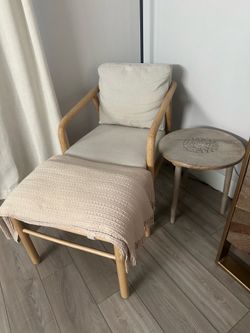 Lightly Used Upholstered Chair and Table Combo