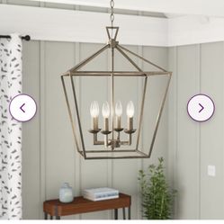 Pendant Light Matte Black 6 - Light Lantern Geometric Chandelier