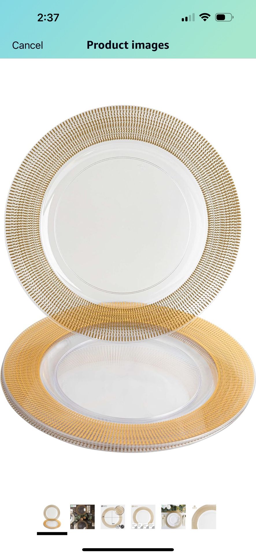 Gold Rimmed Plastic Charger Plates
