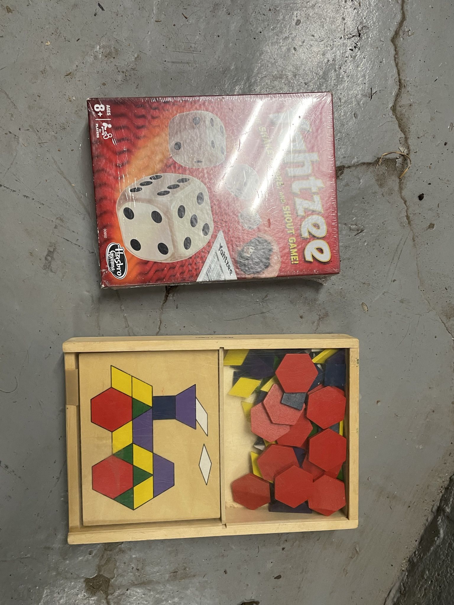 Board Games: Wise, Yahtzee, Electronic Chess, Melissa & Doug Wood Geometrical Patterns