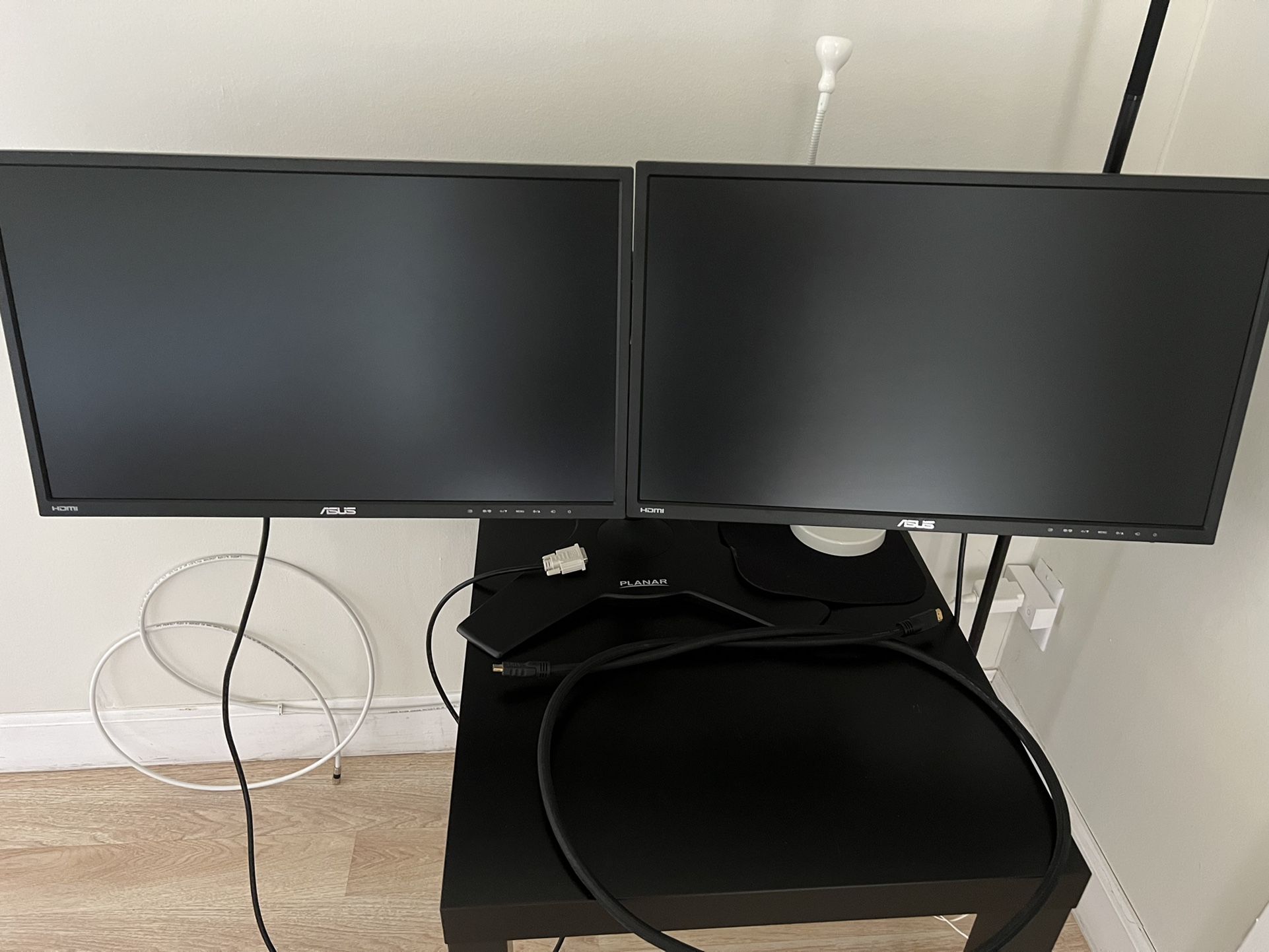 2 Asus 24 Inch VN248P-H Monitors With Dual Mount Stand 60hz 1080p 2x HDMI Ports