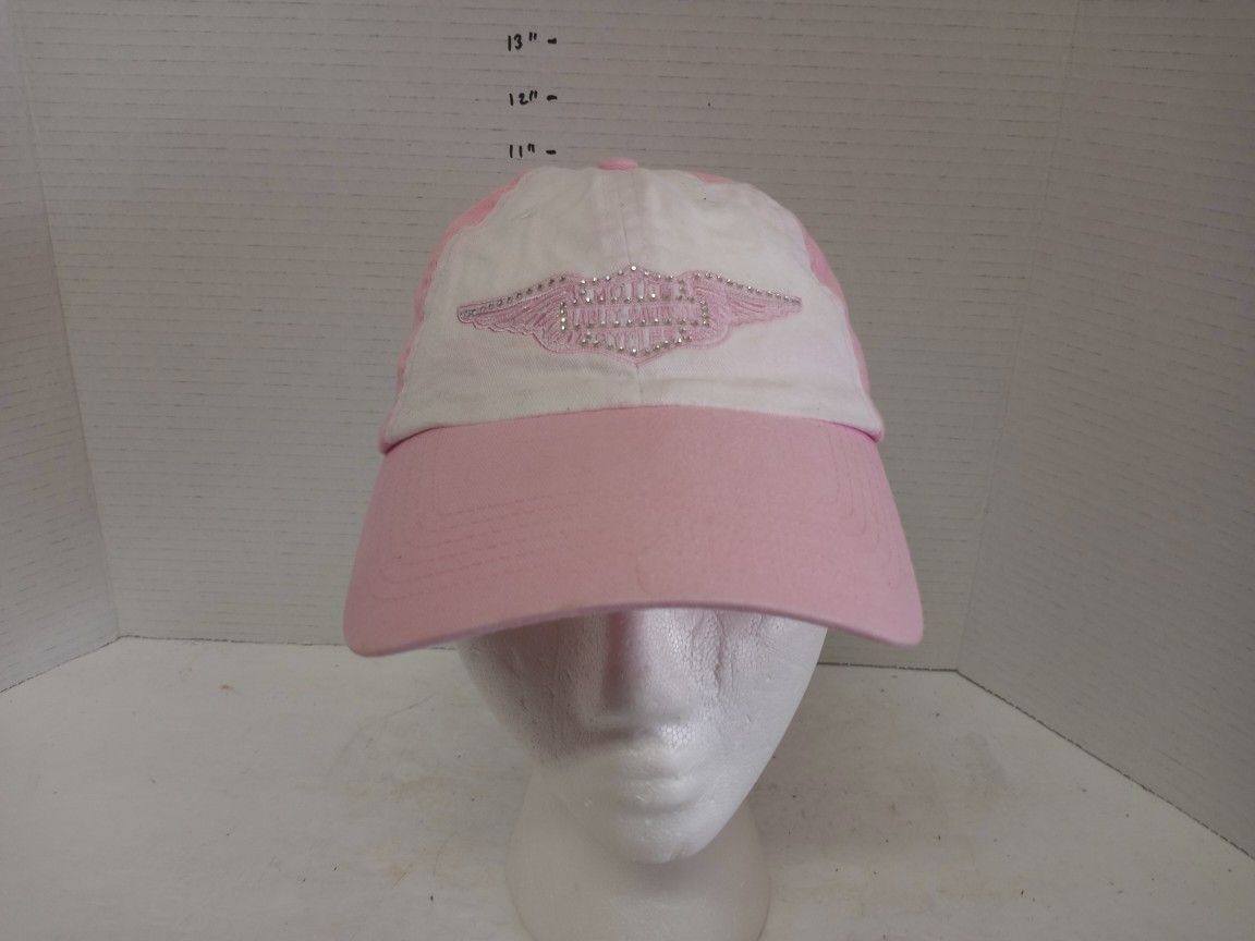 Harley Davidson Pink White Hat Cap Adjustable 