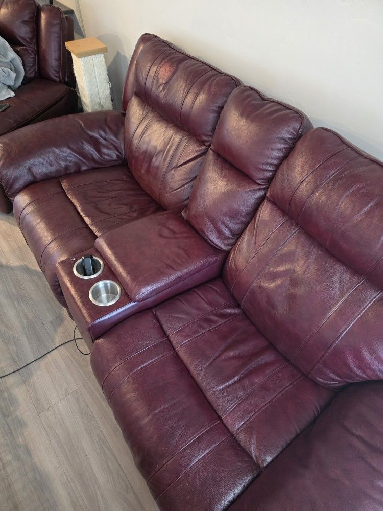 Leather Reclining Loveseat