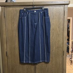 Avec Les Filles Denim Pencil Skirt