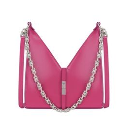 Givenchy Mini Cut Out Bag in Neon Pink Box Calfskin Leather with G-Cube Chain